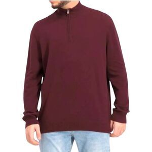Hawker Rye Cotton Cashmere 1/2 Zip Mockneck Red Sweater Mens Size 3XL